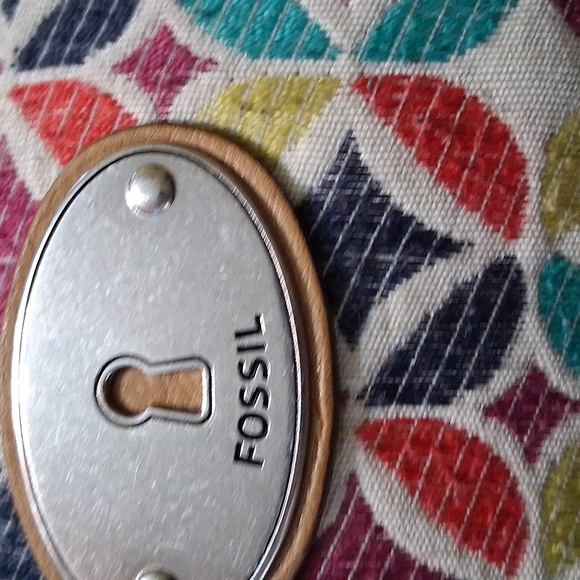 Fossil Multicolor Leaf Pattern Satchel - Picture 2 of 10